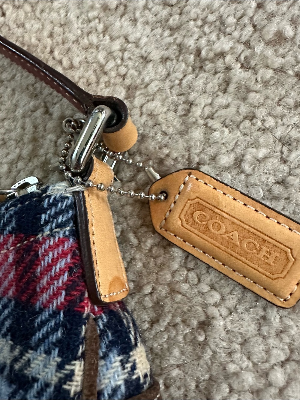 COACH Soho Plaid Wool Mini Shoulder Bag Y2K Red Check Suede Leather Rare ๐โค๏ธ๐ค - Picture 7 of 12